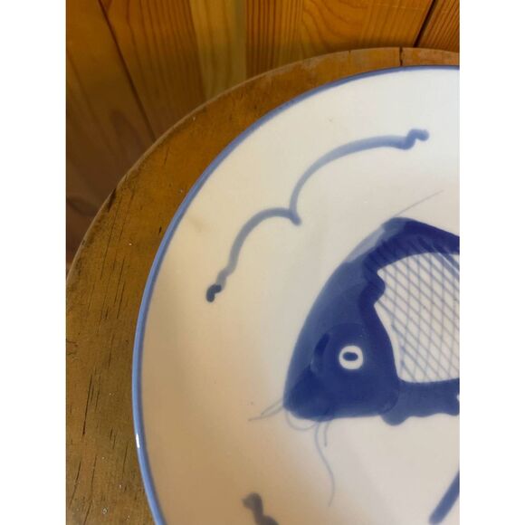 VINTAGE Porcelain Handcrafted Koi Fish Salad Plate 9" (5002) - Picture 2 of 6